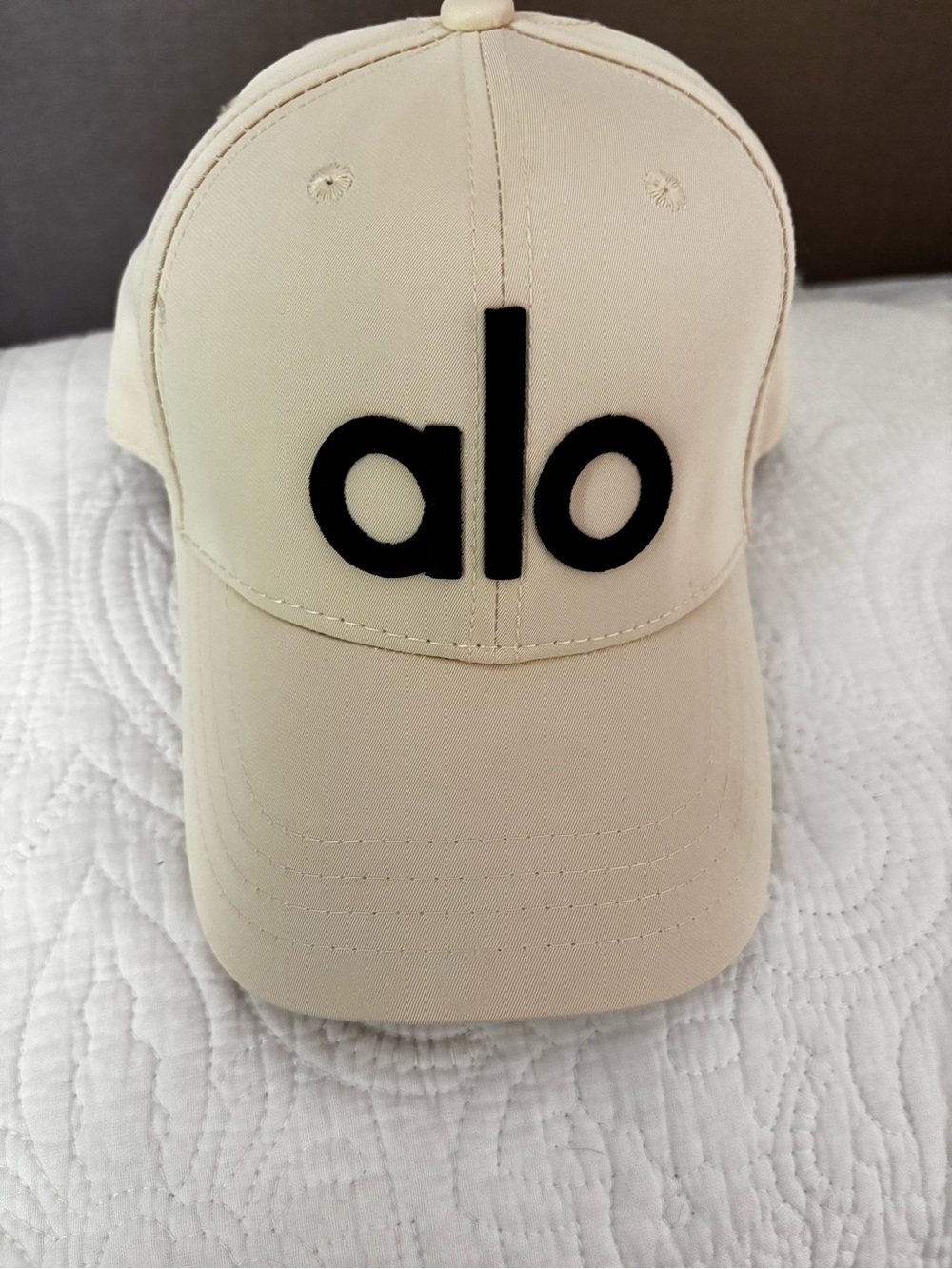 New Beige Baseball Cap with Black Logo unisex
